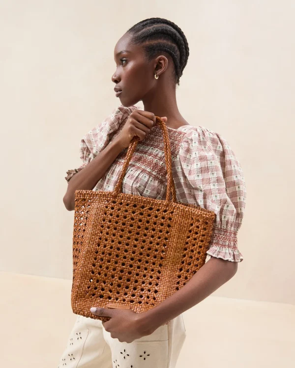 Cheap Angelo Timber Woven Leather Tote Totes