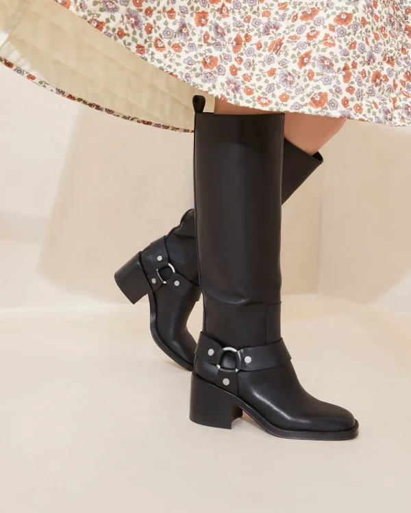 Hot Audrey Black Tall Engineer Boot Boots