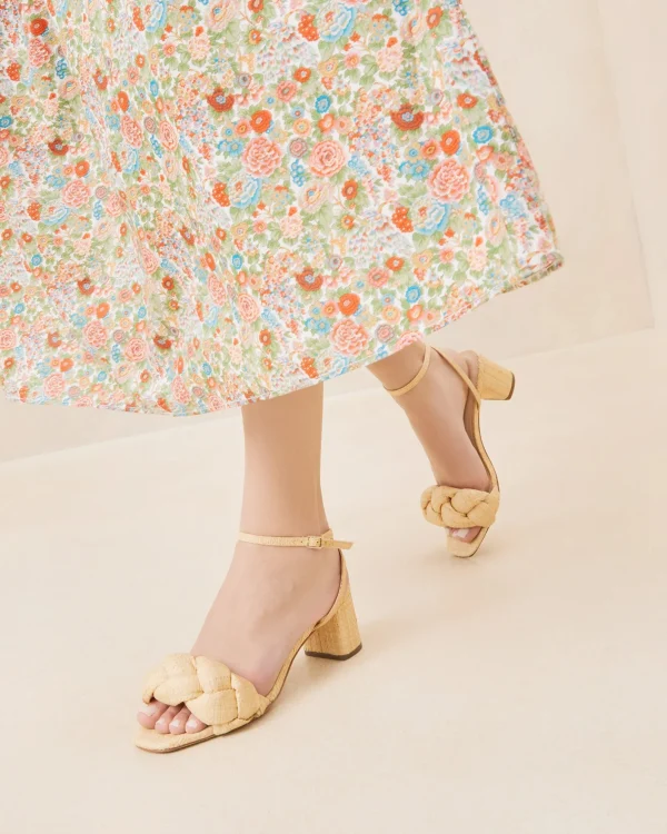 Cheap Avril Natural Raffia Heeled Sandal FOR THE BRIDE | Casual Staples
