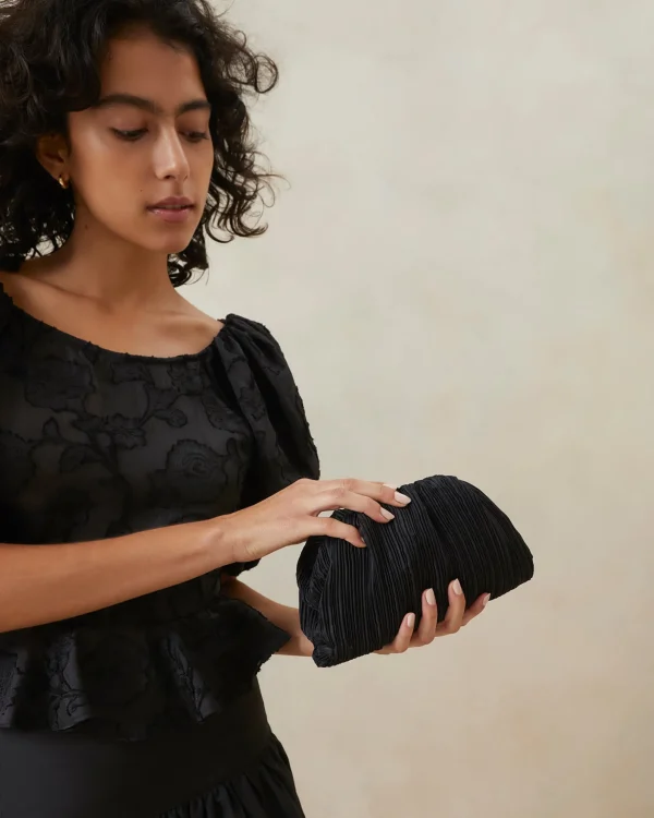 Discount Bailey White Pleated Dome Clutch SOMETHING BLUE | Event Essentials