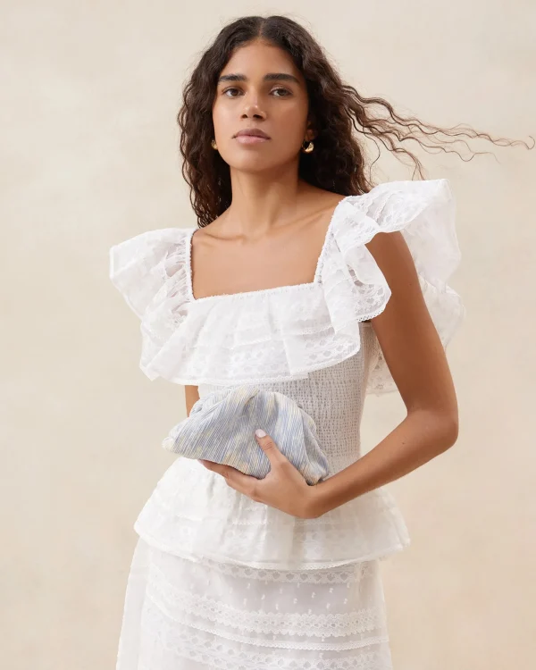 Discount Bailey White Pleated Dome Clutch SOMETHING BLUE | Event Essentials