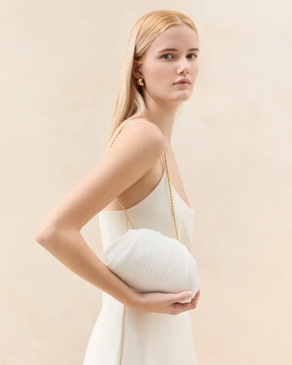 Discount Bailey White Pleated Dome Clutch SOMETHING BLUE | Event Essentials