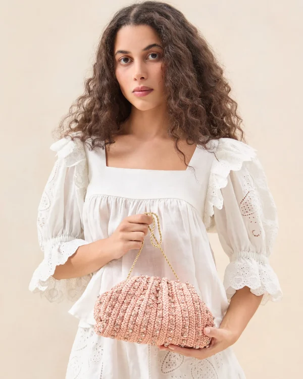 Discount Bailey White Pleated Dome Clutch SOMETHING BLUE | Event Essentials