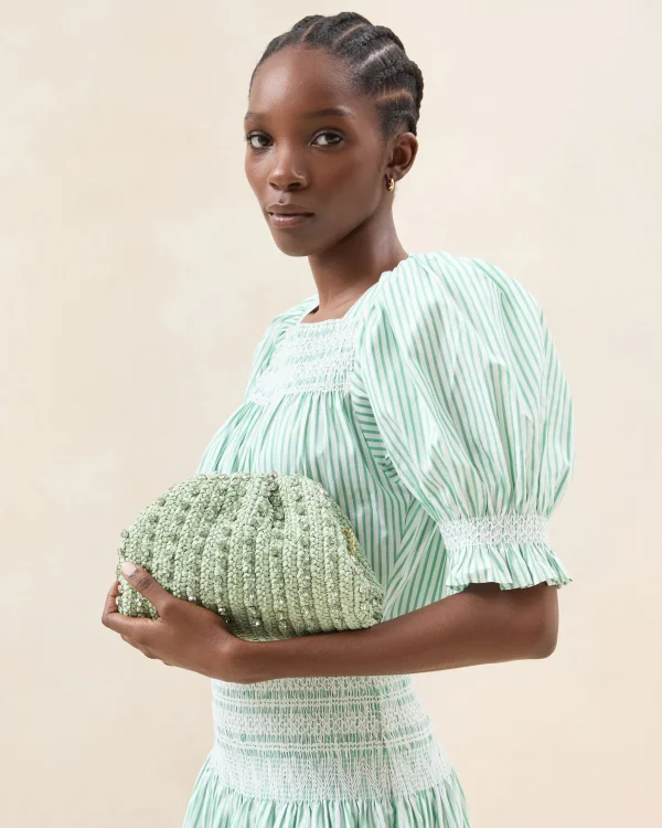 Discount Bailey White Pleated Dome Clutch SOMETHING BLUE | Event Essentials