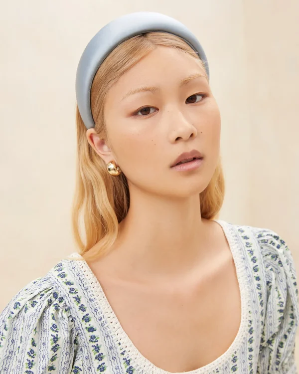 Discount Bellamy Blue Satin Puffy Headband SOMETHING BLUE | Accessories