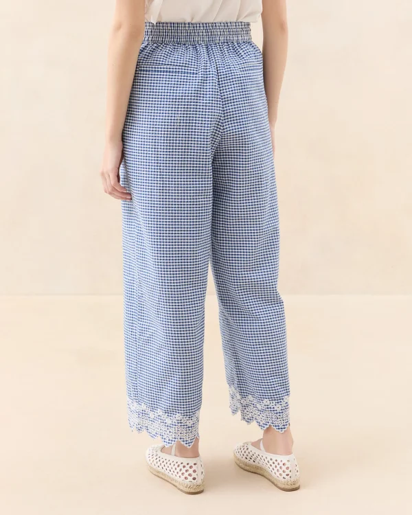 Discount Blake Blue Gingham Embroidered Pant Matching Sets | Bottoms