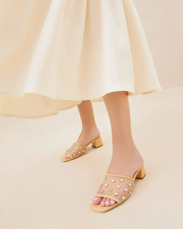 Online Brooke Caramel/Crystal Mesh Mule FOR THE GUESTS | FOR THE BRIDE