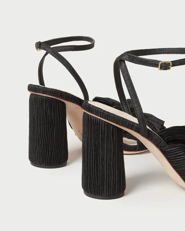 New Camellia Pleated Bow Heel Heeled Sandals