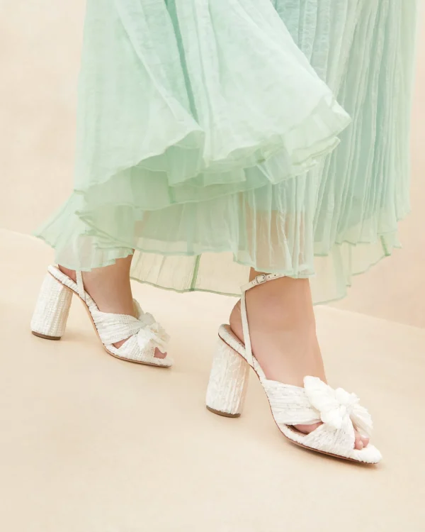 Cheap Camellia White Lace Bow Heel SOMETHING BLUE | FOR THE BRIDE