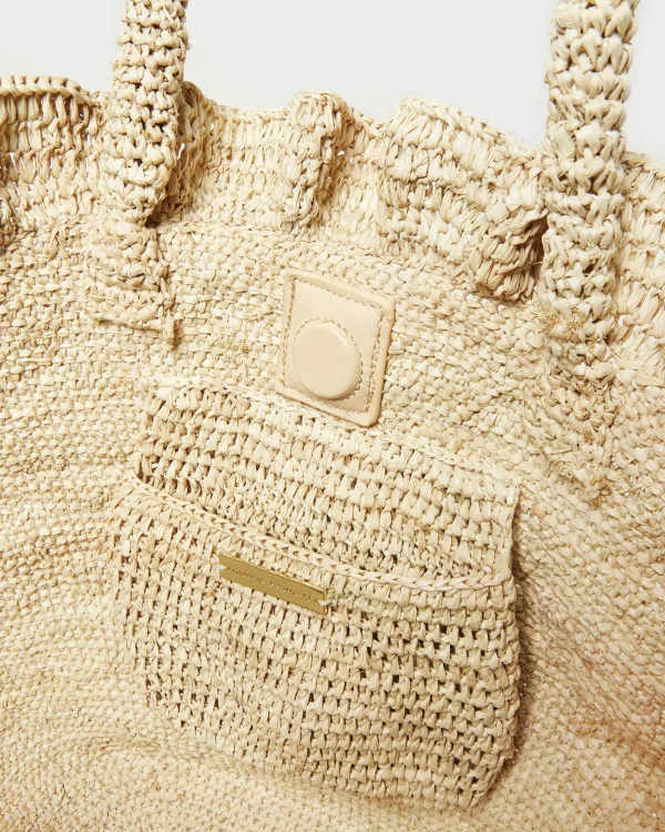 Clearance Cyrus Natural Ruffled Woven Tote Event Essentials | Totes