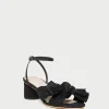Flash Sale Dahlia Black Pleated Bow Heel Heeled Sandals