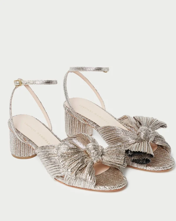 Flash Sale Dahlia Black Pleated Bow Heel Heeled Sandals