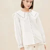 Cheap Daisy Broderie Collared Blouse Casual Staples | Vacation Shop