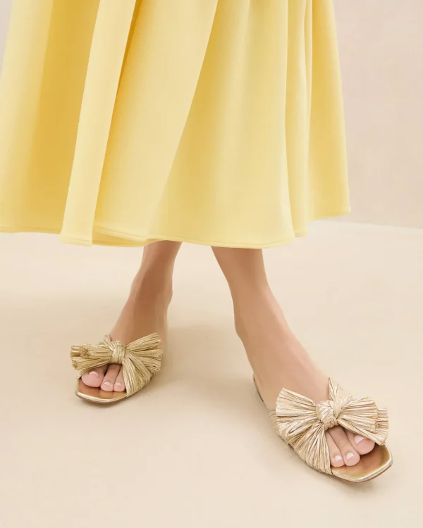 Cheap Daphne Bow Slide Flat Sandals