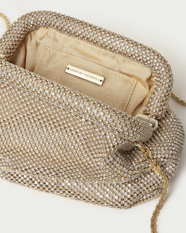 Clearance Doreen Gold Diamanté Frame Pouch Clutches