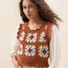 Best Eddie Brown/Cream Floral Vest Knitwear | Tops