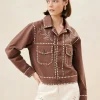 Fashion Elijah Espresso Studded Denim Jacket Casual Staples | Jessie Loves