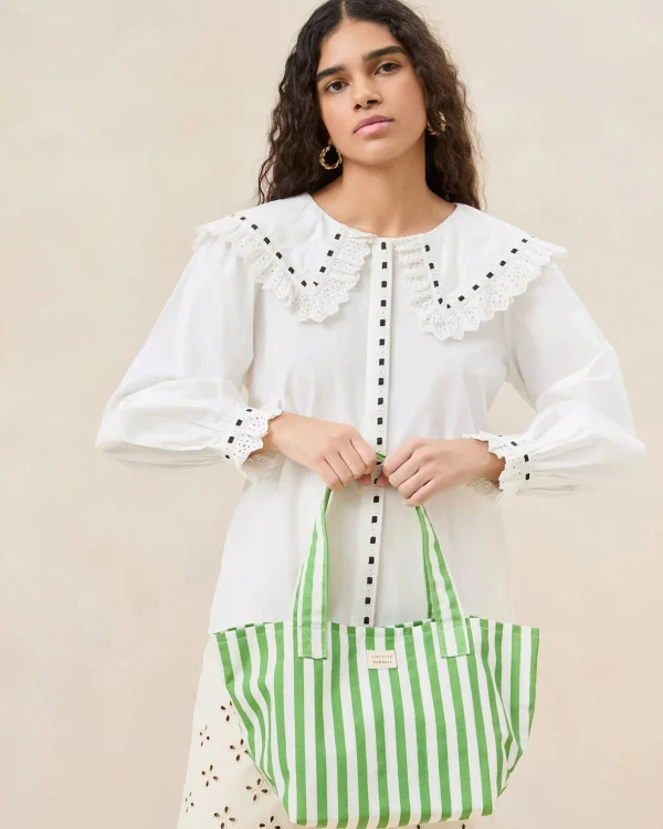 Best Ellis Green Stripe Packable Tote Jessie Loves | Totes
