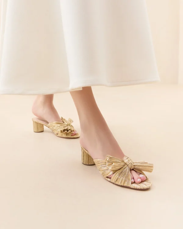 Best Emilia Pleated Bow Heel Heeled Sandals