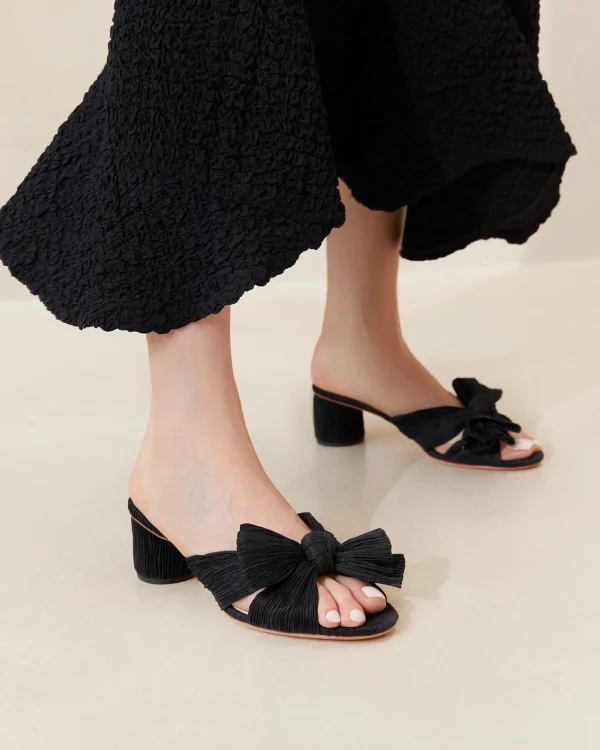 Best Emilia Pleated Bow Heel Heeled Sandals