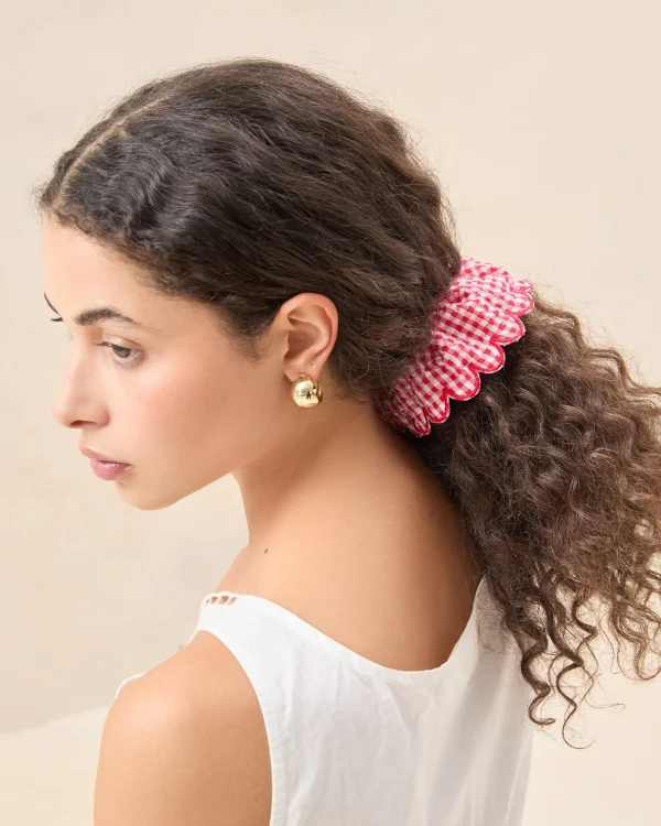 Cheap Frankie Pink Floral Scallop Scrunchie Accessories