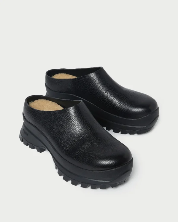 Outlet Gemma Black Leather Lug Mule Jessie Loves | Flats & Loafers