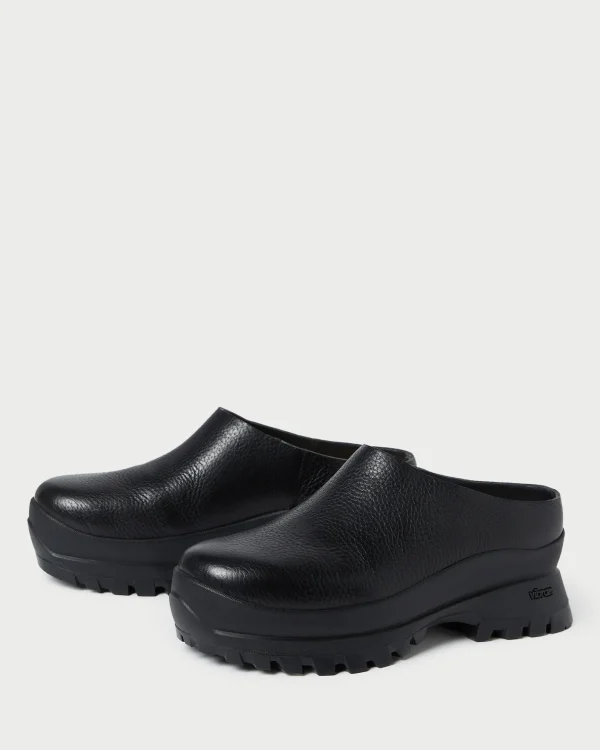 Outlet Gemma Black Leather Lug Mule Jessie Loves | Flats & Loafers