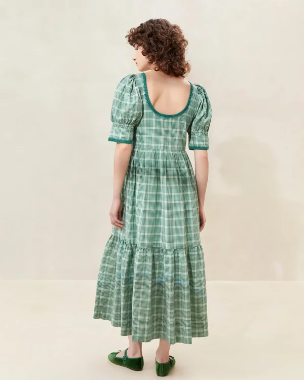 Fashion Gillian Blue Floral Puff-Sleeve Dress Dresses