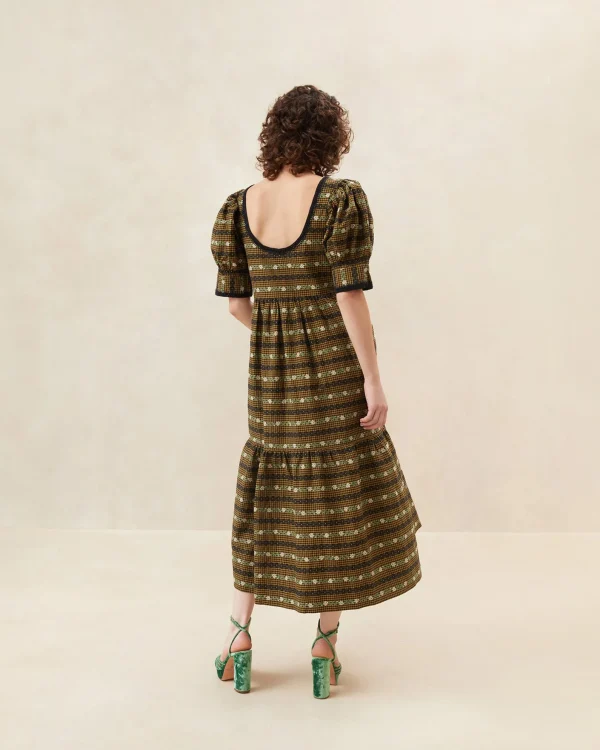 Fashion Gillian Blue Floral Puff-Sleeve Dress Dresses