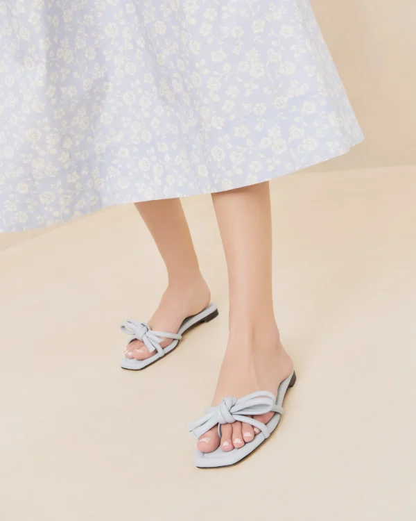 Shop Hadley Leather Bow Sandal SOMETHING BLUE | FOR THE BRIDE