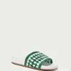 New Henri Green/White Crochet Raffia Sandal Flat Sandals