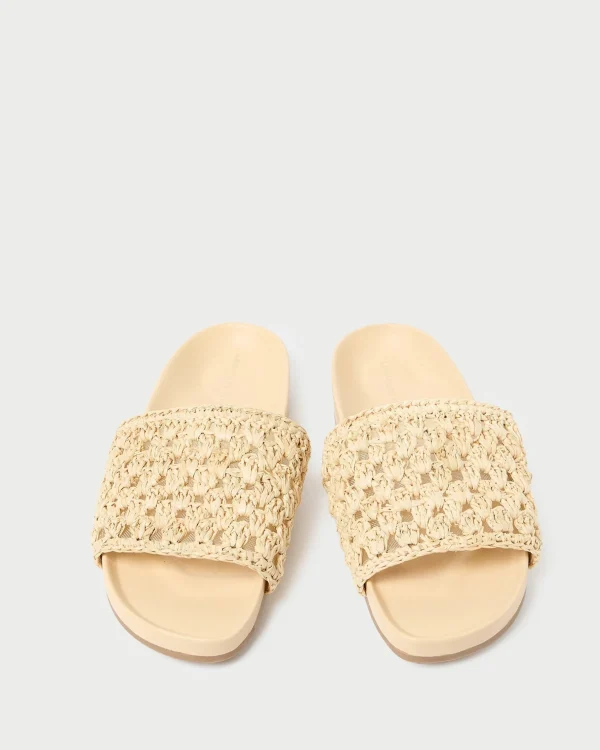 New Henri Green/White Crochet Raffia Sandal Flat Sandals