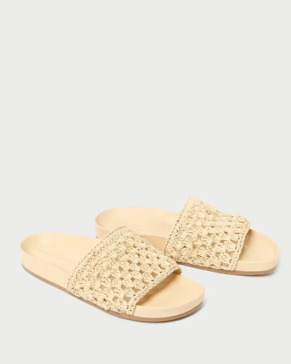 New Henri Green/White Crochet Raffia Sandal Flat Sandals