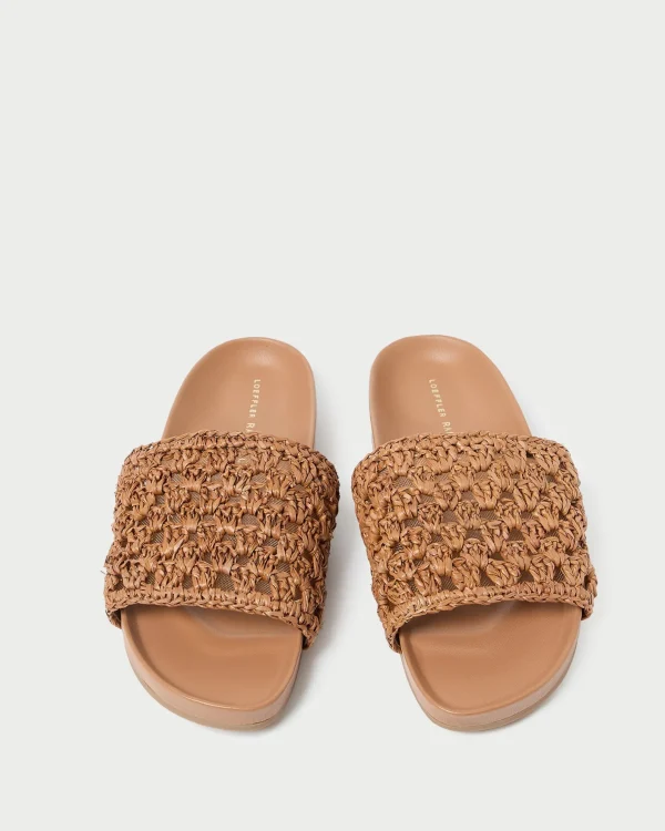 New Henri Green/White Crochet Raffia Sandal Flat Sandals