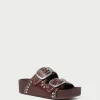 Shop Jack Espresso Leather Studded Sandal Flat Sandals