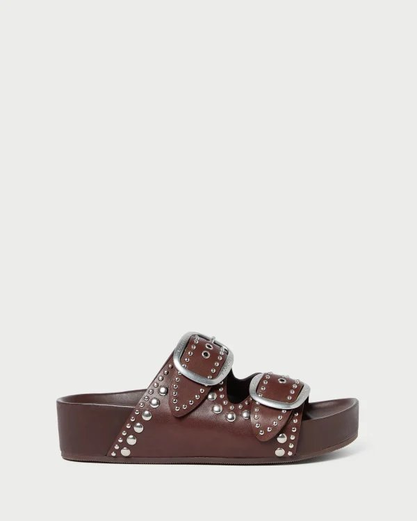 Shop Jack Espresso Leather Studded Sandal Flat Sandals