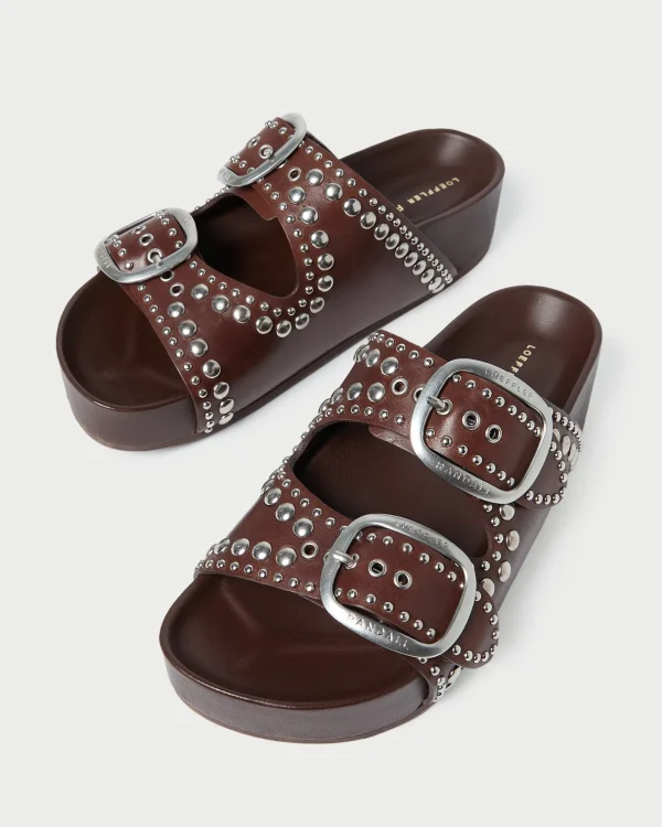 Shop Jack Espresso Leather Studded Sandal Flat Sandals