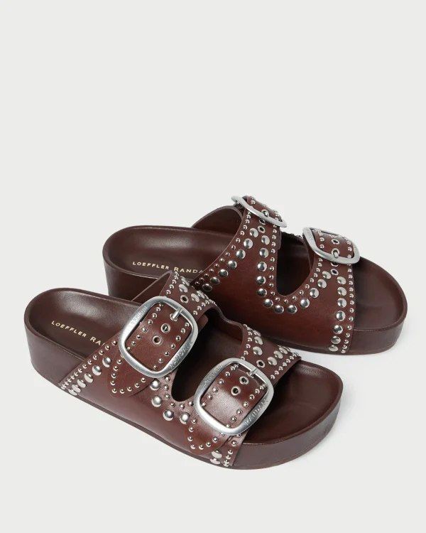 Shop Jack Espresso Leather Studded Sandal Flat Sandals