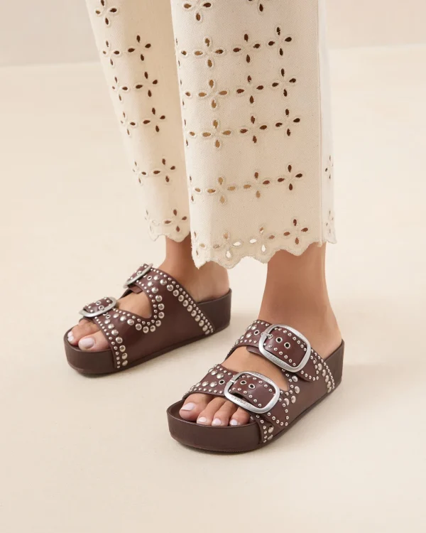 Shop Jack Espresso Leather Studded Sandal Flat Sandals