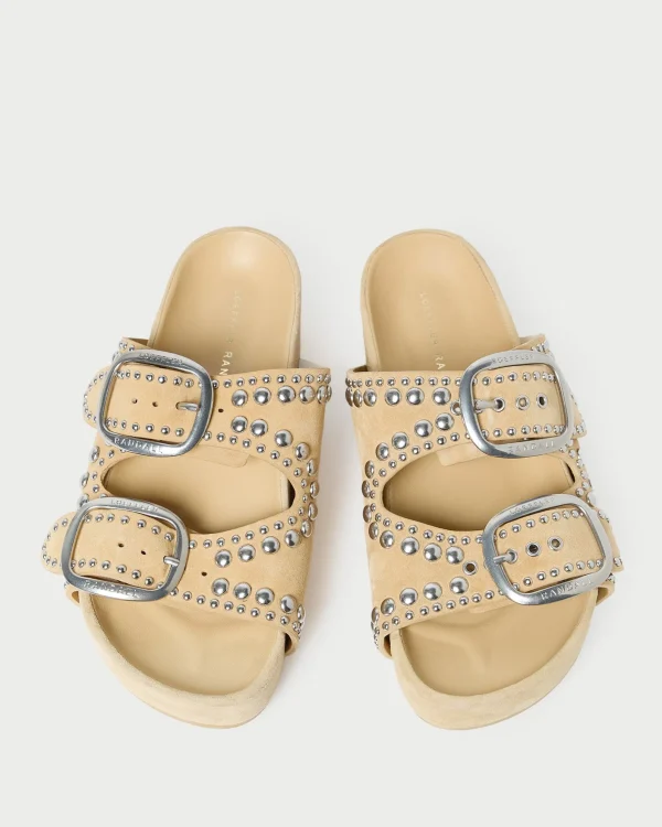 Shop Jack Espresso Leather Studded Sandal Flat Sandals