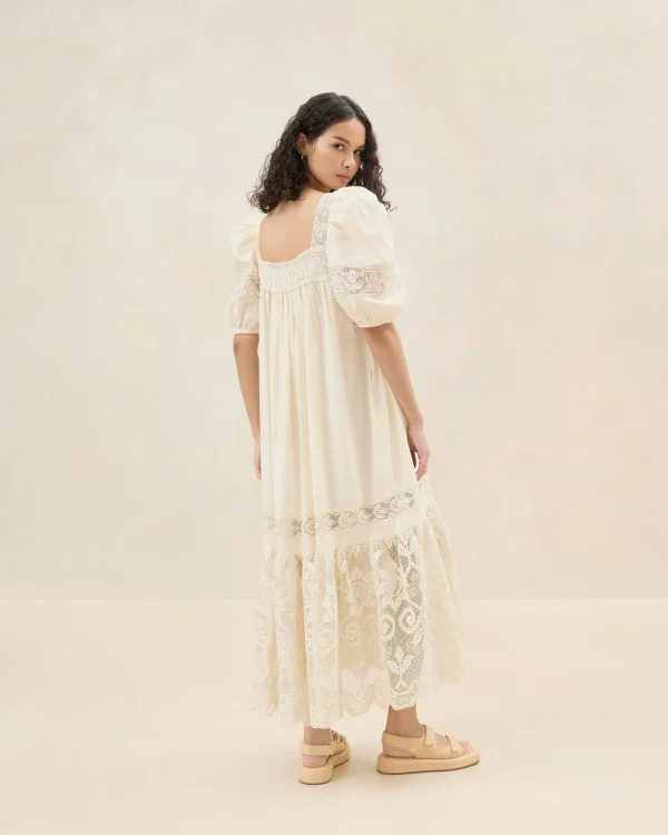 Flash Sale Jo Cream Puff-Sleeve Dress Casual Staples | Event Essentials