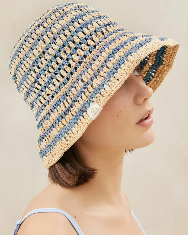 Discount Jocelyn Blue/Natural Bucket Hat Accessories