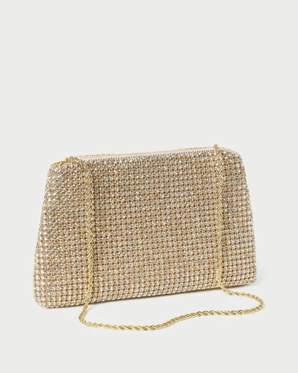 Shop Jolene Gold Diamanté Bow Clutch FOR THE BRIDE | Clutches