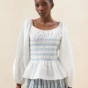 Store Julietta White Gathered Cotton Top Tops