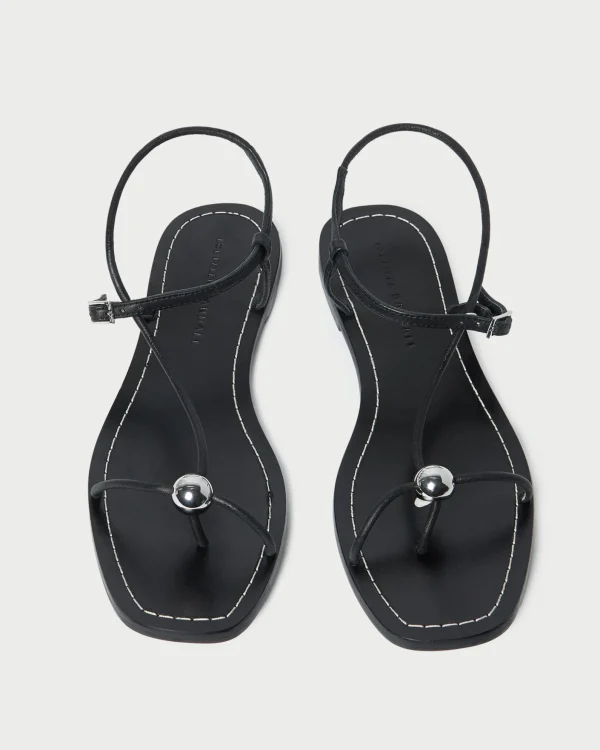 Sale Lara Black Leather Sandal FOR THE GUESTS | Flat Sandals