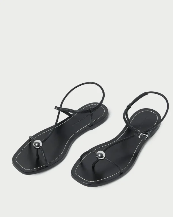 Sale Lara Black Leather Sandal FOR THE GUESTS | Flat Sandals