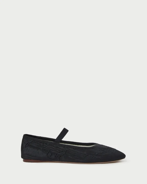 Outlet Leonie Black Embroidered Bow Flat Flats & Loafers