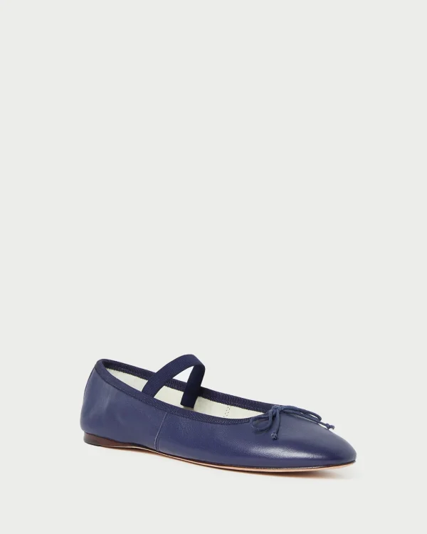 Fashion Leonie Navy Leather Ballet Flat Flats & Loafers