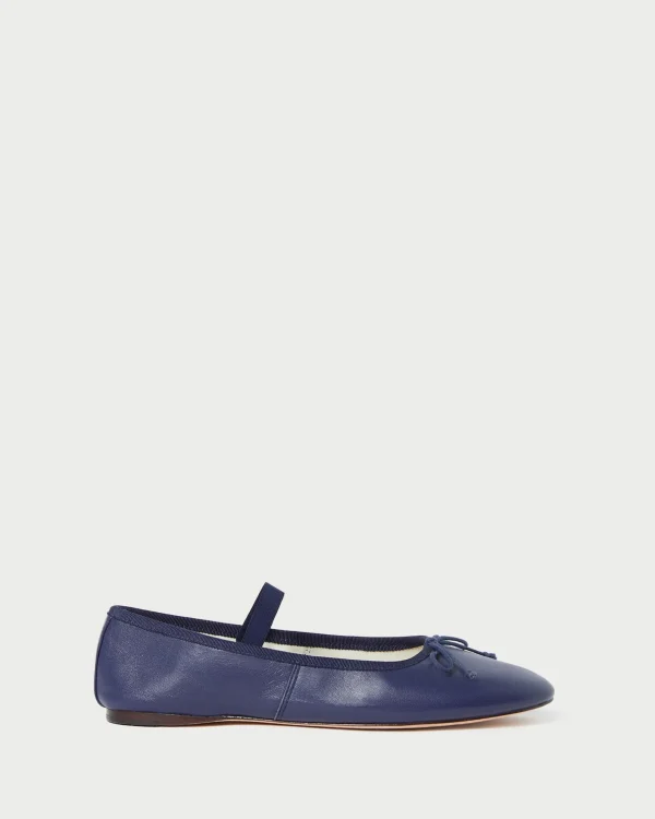Fashion Leonie Navy Leather Ballet Flat Flats & Loafers