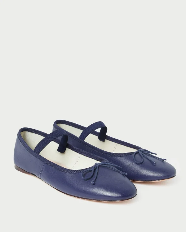 Fashion Leonie Navy Leather Ballet Flat Flats & Loafers